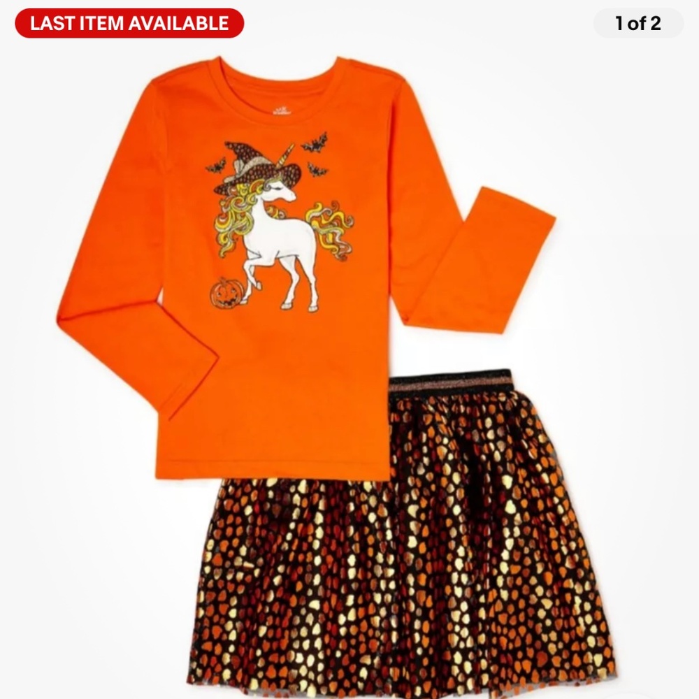 Way To Celebrate Halloween 2 PC Skirt Set Size Small (6-6X) NEW